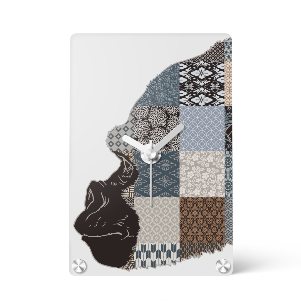 和柄と和柄とゴリラ アクリル時計