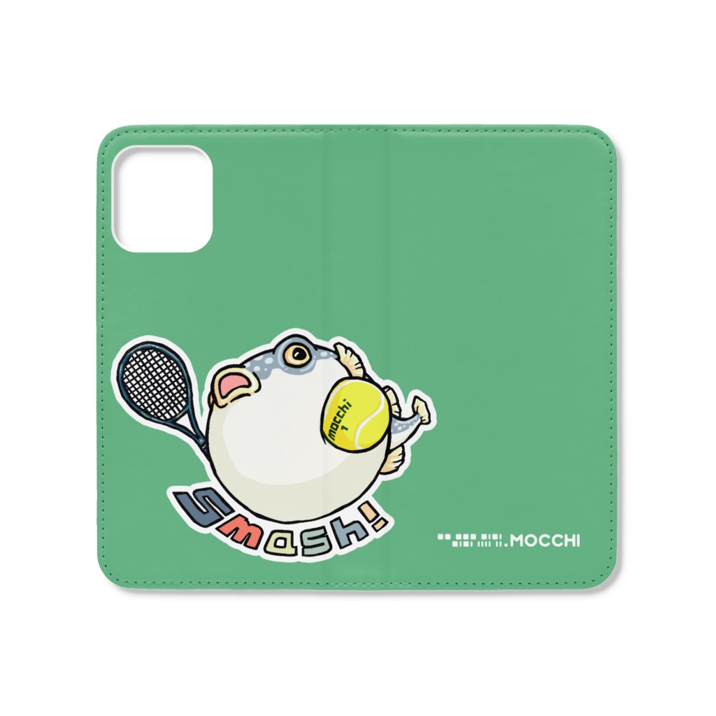 ふぐっ(テニス) 手帳型iPhoneケース（ベルトなし）