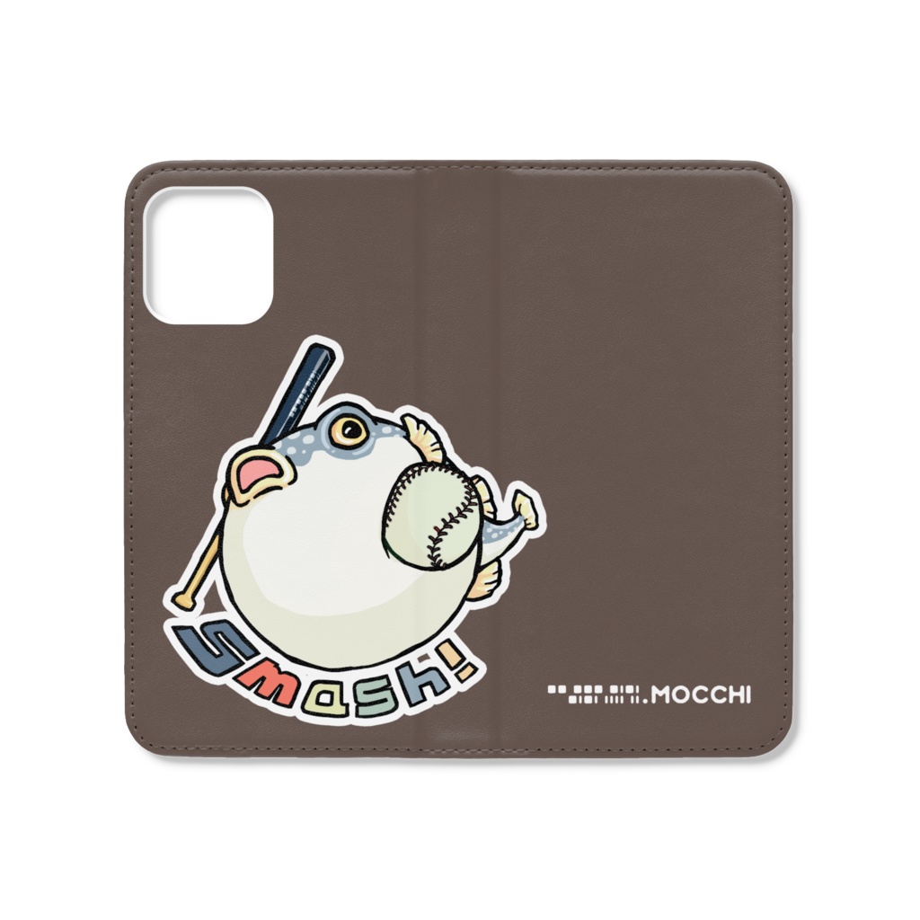 ふぐっ(野球) 手帳型iPhoneケース(ベルトなし)