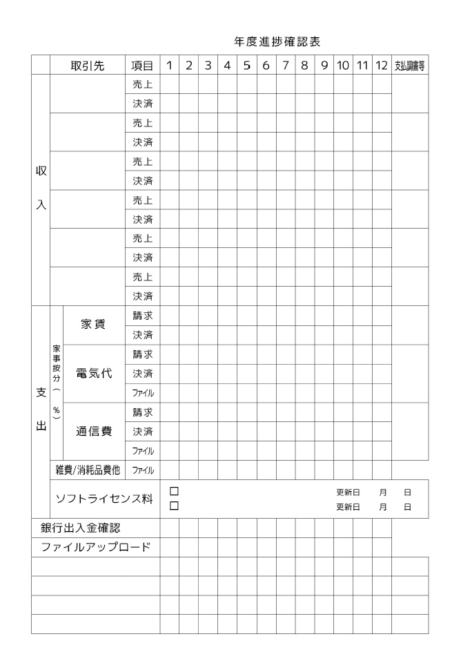 記帳進捗確認表