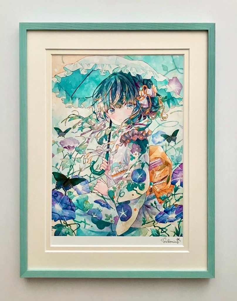 額装複製原画『朝顔、日傘をさす少女』