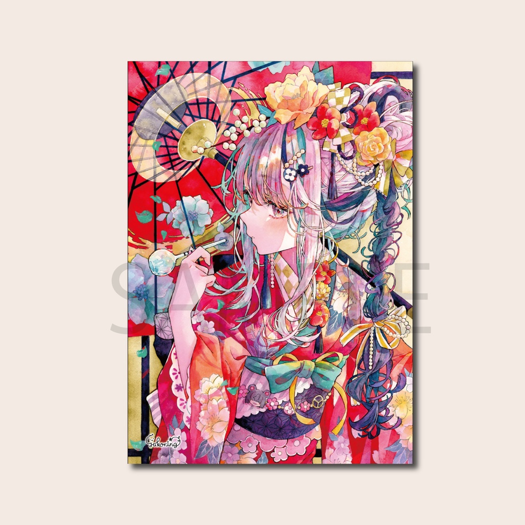 【追加製作】【自家通販】キャンバスアート「新春びいどろ」