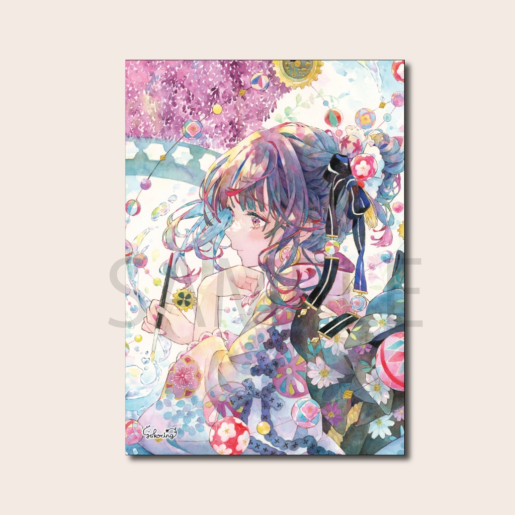 【追加製作】【自家通販】キャンバスアート「PAINTISM -毬と大藤-」