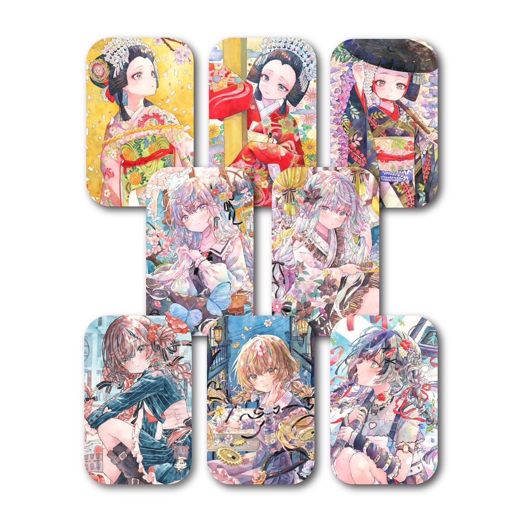 【自家通販】角丸缶バッジ「花舞」（ブラインド販売）