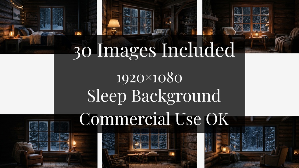 【睡眠動画背景素材】Forest Cabin Sleep Background Pack(30枚 / 1920×1080 / 商用利用OK / ASMR / 作業用BGM)