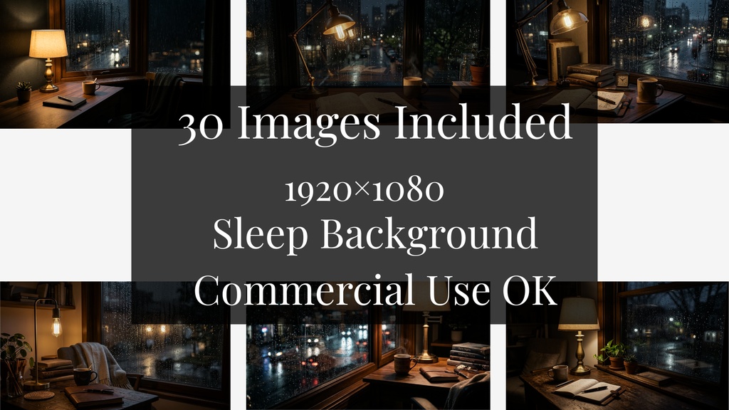 Rain Window Night – Sleep & Relax Background Pack (30 Images / 1920×1080)