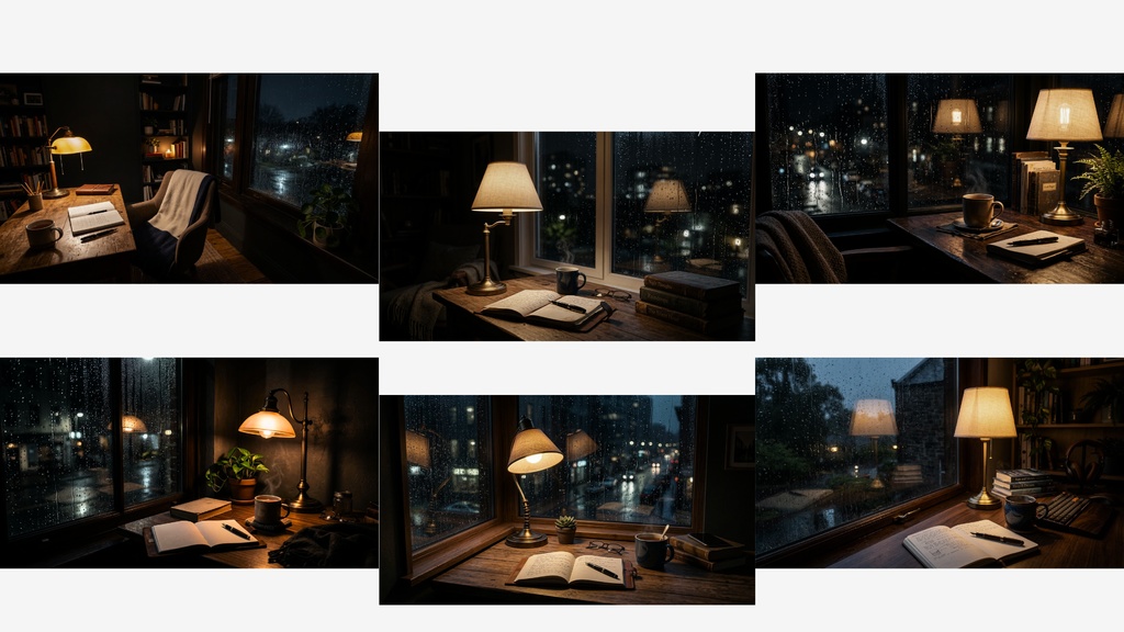 Rain Window Night – Sleep & Relax Background Pack (30 Images / 1920×1080)