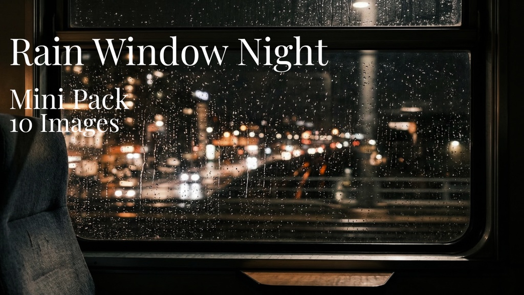 雨の電車内の夜 背景素材ミニパック（10枚 / 1920×1080）