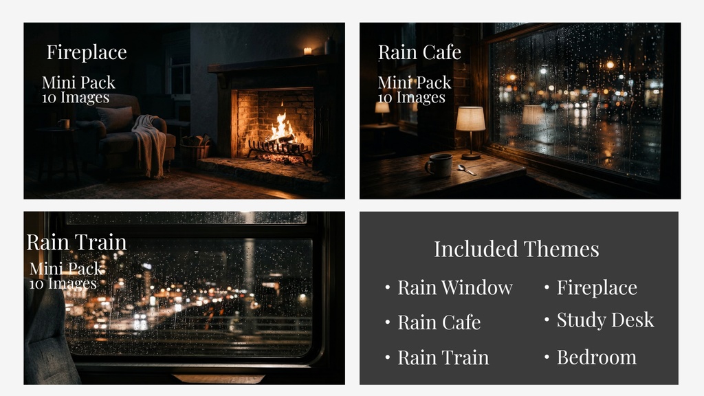 背景素材まとめパック(60枚 / 睡眠・作業・ASMR向け / 1920×1080)