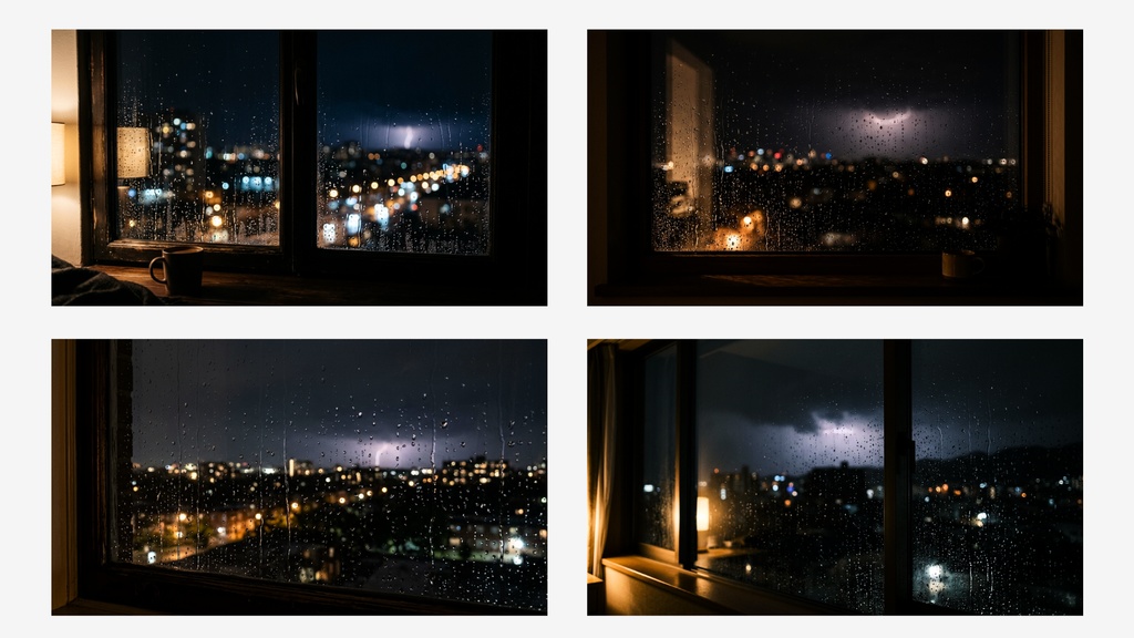 雨と雷の夜 背景素材ミニパック(10枚 / 1920×1080)