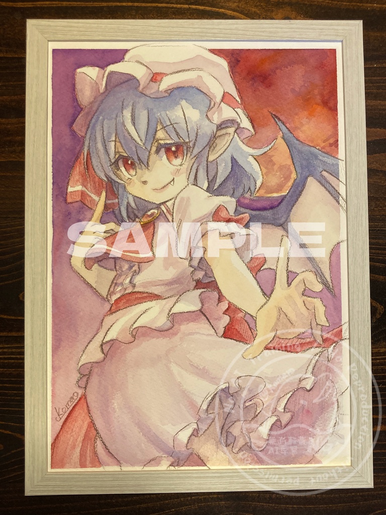 東方Project レミリア(アナログ手描きイラスト原画 / 透明水彩 )