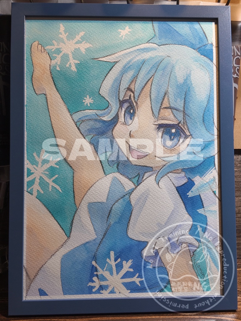 【透明水彩原画】東方Project チルノ A4サイズ