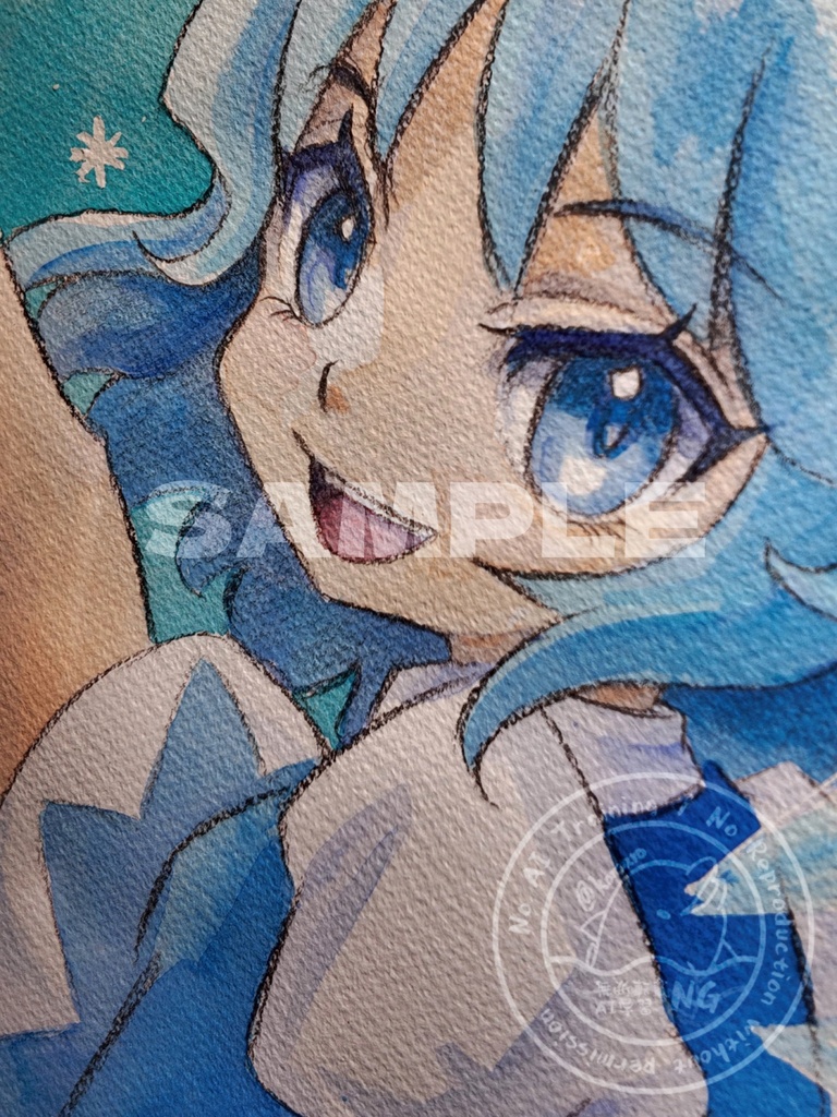 【透明水彩原画】東方Project チルノ A4サイズ