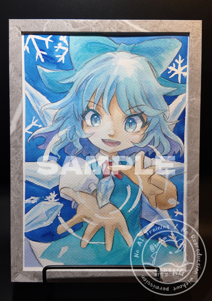 【東方project】手描きイラスト/水彩原画 紅魔郷チルノ（秋季例大祭作品）