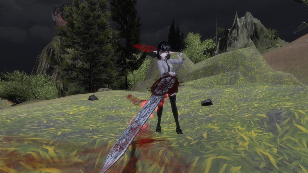 【オリジナル3Dモデル】D-Sword【両手剣】VRChat想定 パーティクルやギミック付き