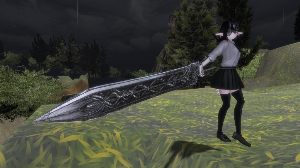 【オリジナル3Dモデル】D-Sword【両手剣】VRChat想定 パーティクルやギミック付き