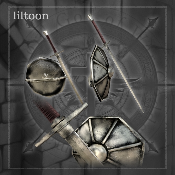 【オリジナル3Dモデル】Sword & Buckler 【片手剣 盾 バックラー】VRChat想定 パーティクルやギミック付き