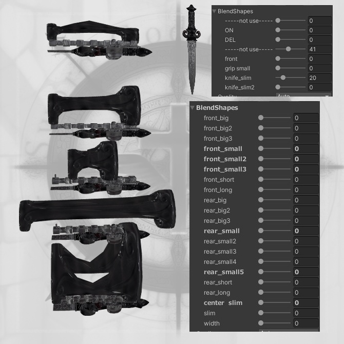 【オリジナル3Dモデル】Hermes -ヘルメス-【隠し ナイフ】VRChat想定 パーティクルやギミック付き 短剣 ダガー 隠しナイフ