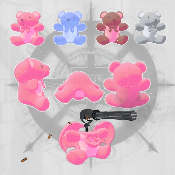 【オリジナル3Dモデル】DeathBear -デスベアー-【熊のぬいぐるみ武器】VRChat想定 パーティクルやギミック付き  隠し武器 銃