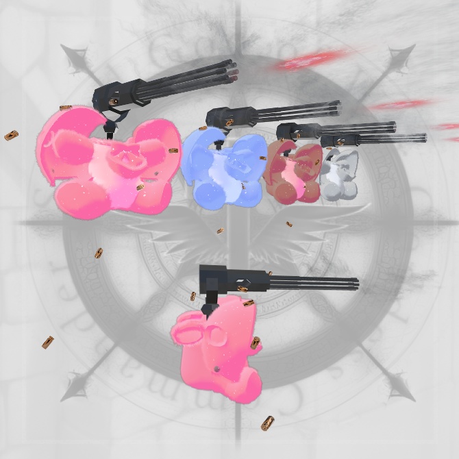 【オリジナル3Dモデル】DeathBear -デスベアー-【熊のぬいぐるみ武器】VRChat想定 パーティクルやギミック付き  隠し武器 銃