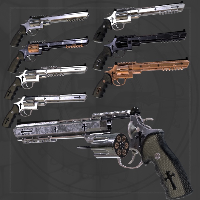 【オリジナル3Dモデル】Seeker -シーカー-【魔法銃】VRChat想定 パーティクルやギミック付き 銃 リボルバー 魔法