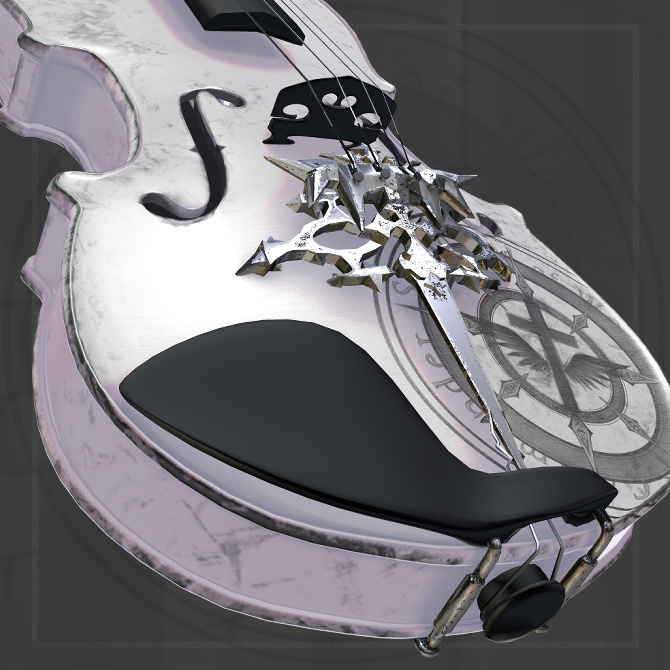 【オリジナル3Dモデル】Edel Kreis -エーデルクライス-【楽器型魔法武器】VRChat想定 パーティクルやギミック付き バイオリン パイルバンカー 魔法武器