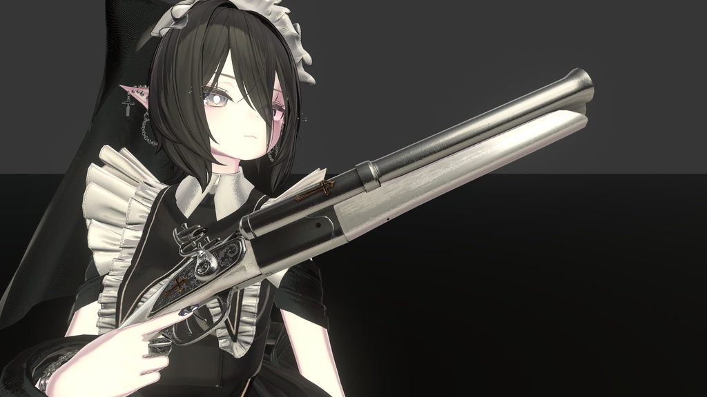 【オリジナル3Dモデル】Avenger Nadir -アベンジャーネイディア-【ダブルバレルショットガン】VRChat想定 パーティクルやギミック付き ダブルバレル ショットガン 中折式 水平二連 散弾銃 魔法銃