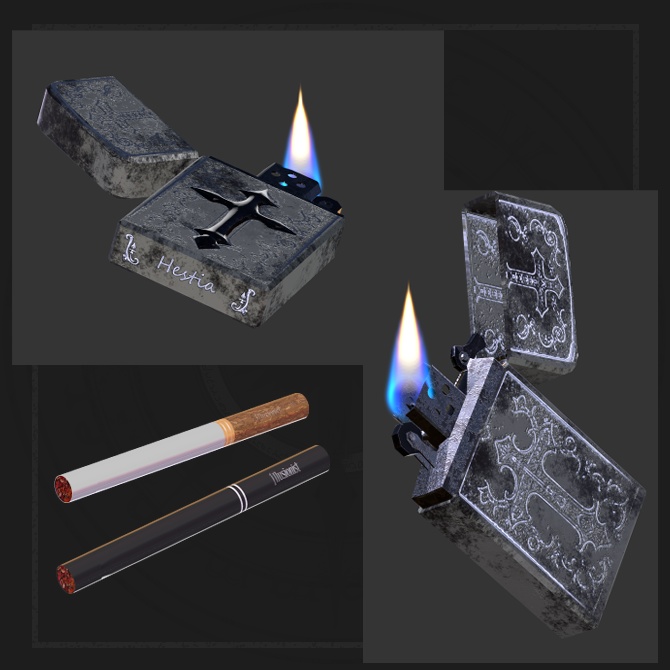 【オリジナル3Dモデル】Illusionist -イリュージョニスト-【タバコ】VRChat想定 パーティクルやギミック付き タバコ ライター 爆発 炎属性 ※タバコ風武器