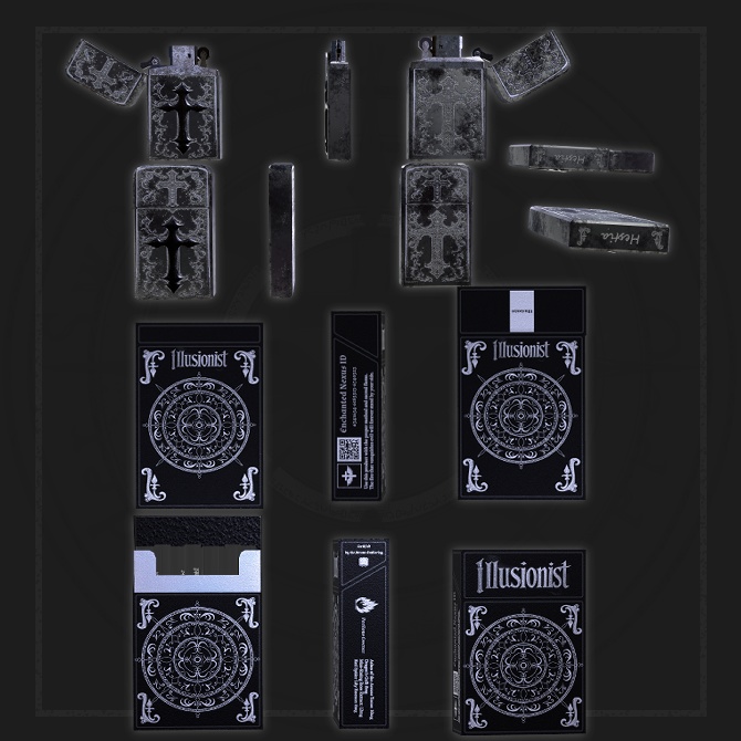 【オリジナル3Dモデル】Illusionist -イリュージョニスト-【タバコ】VRChat想定 パーティクルやギミック付き タバコ ライター 爆発 炎属性 ※タバコ風武器