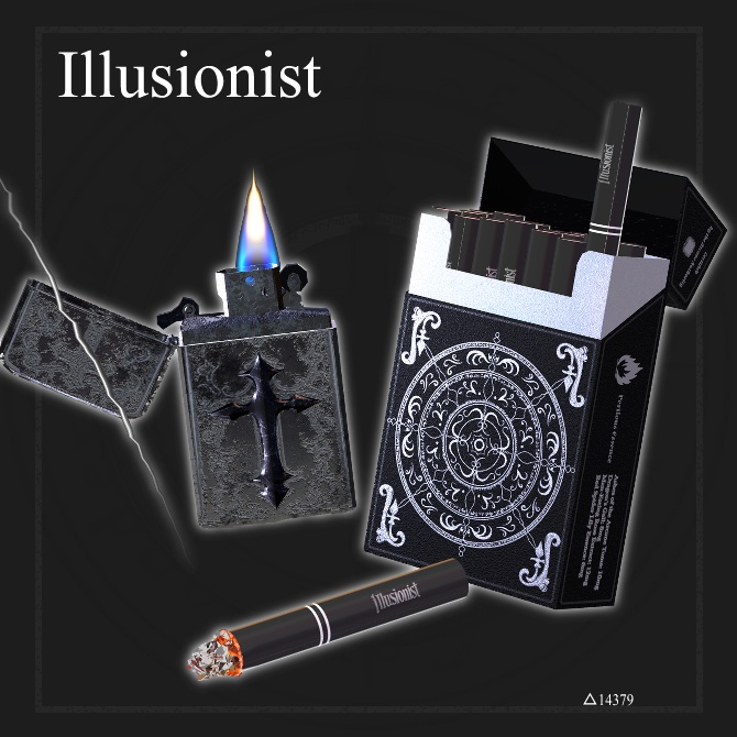 【オリジナル3Dモデル】Illusionist -イリュージョニスト-【タバコ】VRChat想定 パーティクルやギミック付き タバコ ライター 爆発 炎属性 ※タバコ風武器