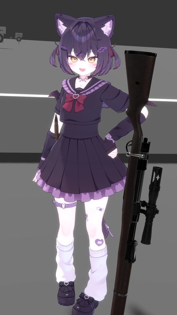 【オリジナル3Dモデル】Enforcer -エンフォーサー-【スナイパーライフル】VRChat想定 パーティクルやギミック付き ボルトアクション 狙撃 魔法 闇属性 対物ライフル