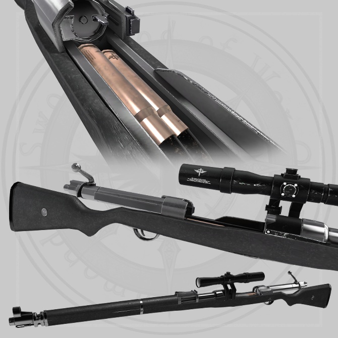 【オリジナル3Dモデル】Enforcer -エンフォーサー-【スナイパーライフル】VRChat想定 パーティクルやギミック付き ボルトアクション 狙撃 魔法 闇属性 対物ライフル