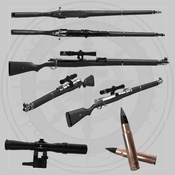 【オリジナル3Dモデル】Enforcer -エンフォーサー-【スナイパーライフル】VRChat想定 パーティクルやギミック付き ボルトアクション 狙撃 魔法 闇属性 対物ライフル