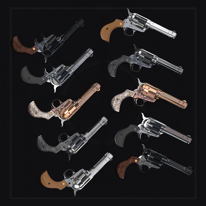 【オリジナル3Dモデル】Slinger-スリンガー-【シングルアクションリボルバー】VRChat想定 パーティクルやギミック付き シングルアクション リボルバー 光魔法 闇魔法 ウエスタン 機構 スケルトン