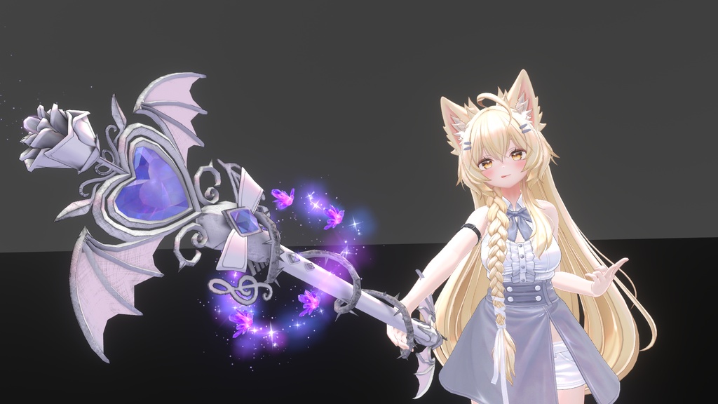 SALE!!【オリジナル3Dモデル】RagingNocturne -レイジングノクターン-【魔法のステッキ】VRChat想定 パーティクルやギミック付き 魔法武器 魔法少女 変身 クリスタル 爆発 指輪