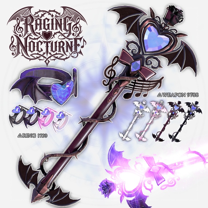 SALE!!【オリジナル3Dモデル】RagingNocturne -レイジングノクターン-【魔法のステッキ】VRChat想定 パーティクルやギミック付き 魔法武器 魔法少女 変身 クリスタル 爆発 指輪