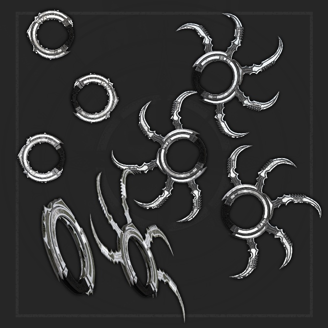 SALE!!【オリジナル3Dモデル】Hermit -ハーミット-【チャクラム】VRChat想定 パーティクルやギミック付き 魔法武器 手裏剣 投擲武器 展開式ブレード