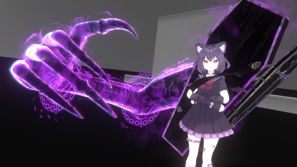 SALE!!【オリジナル3Dモデル】Executioner -エクスキューショナー-【棺桶】VRChat想定 パーティクルやギミック付き 魔法武器 サブアーム 闇属性 鎖 剣 ハロウィン