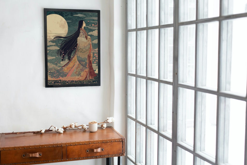 かぐや姫 _月__桜_デジタルアート