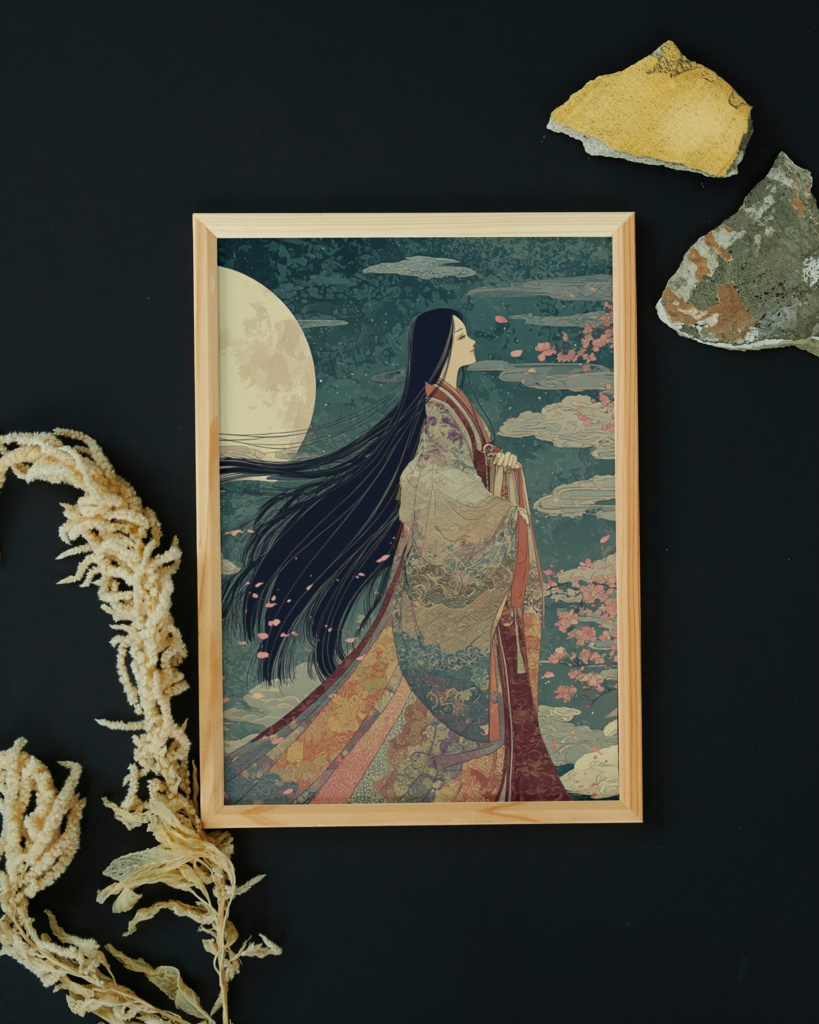 かぐや姫 _月__桜_デジタルアート