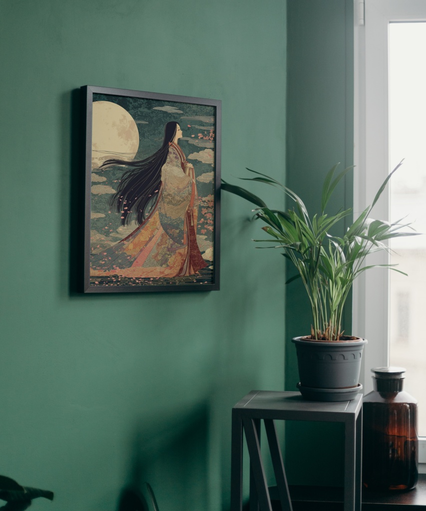 かぐや姫 _月__桜_デジタルアート