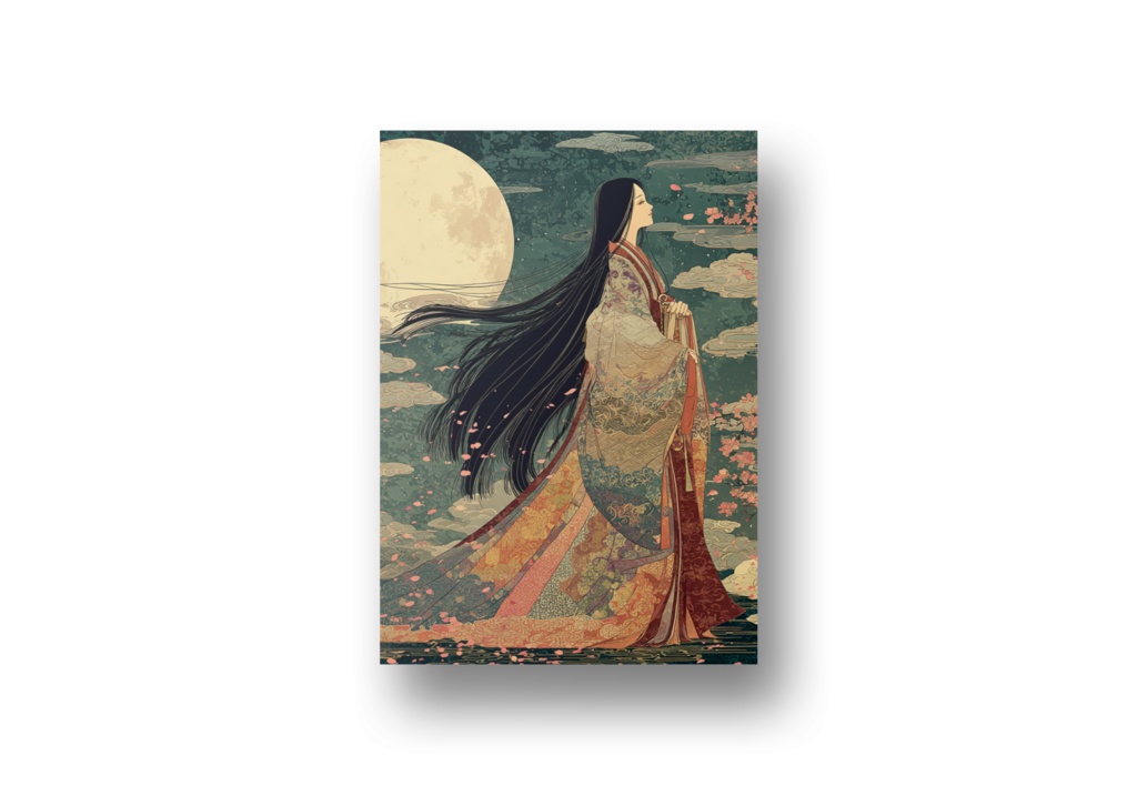 かぐや姫 _月__桜_デジタルアート