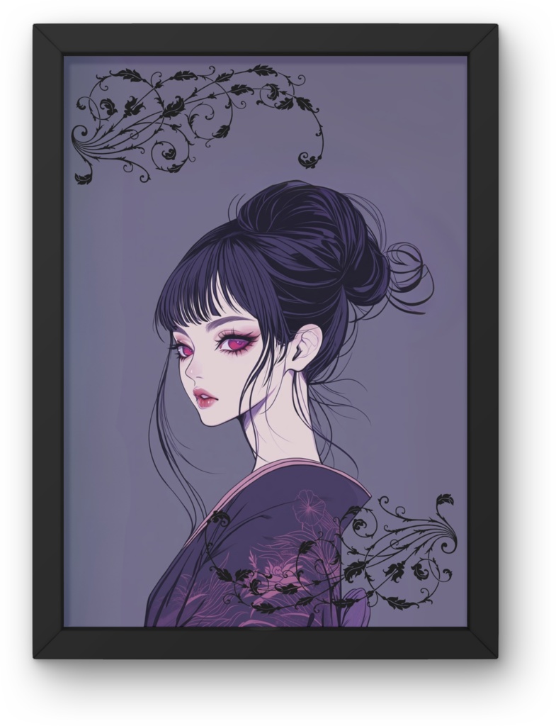 浴衣‗紫‗ヘアーアップ デジタルアート
