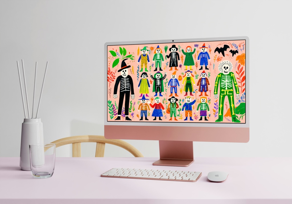 PC用壁紙‗ハロウィン骸骨A_①(1920×1080PX)