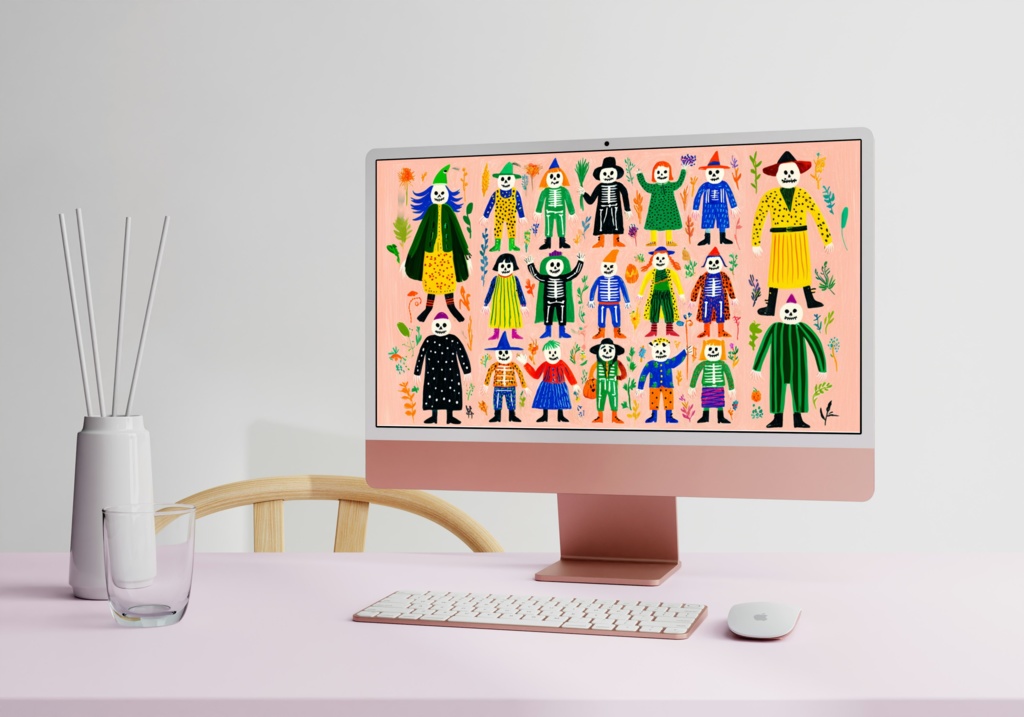 PC用壁紙‗ハロウィン骸骨A_②(1920×1080PX)