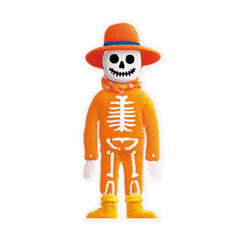 skeleton(骸骨)オレンジ ステッカー160㎜×160㎜