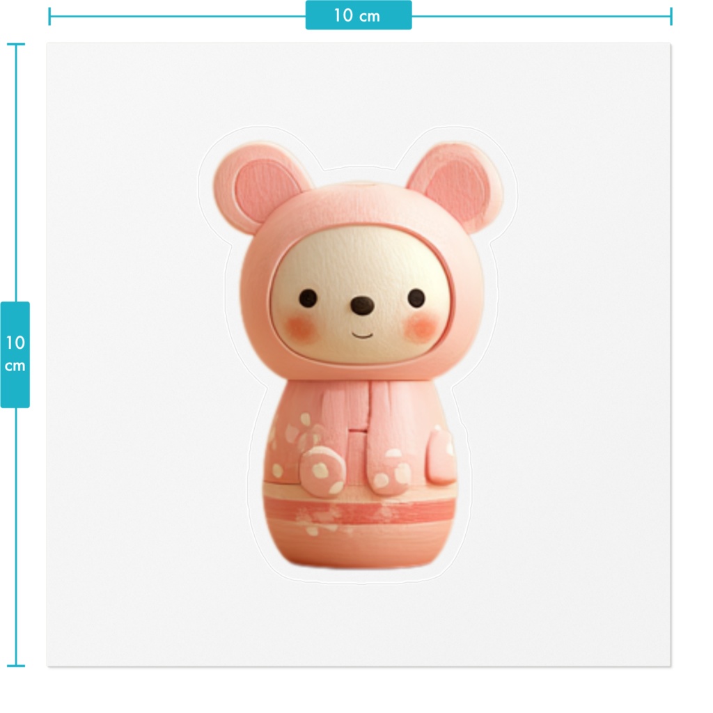 こけしちゃんステッカー100㎜×100㎜