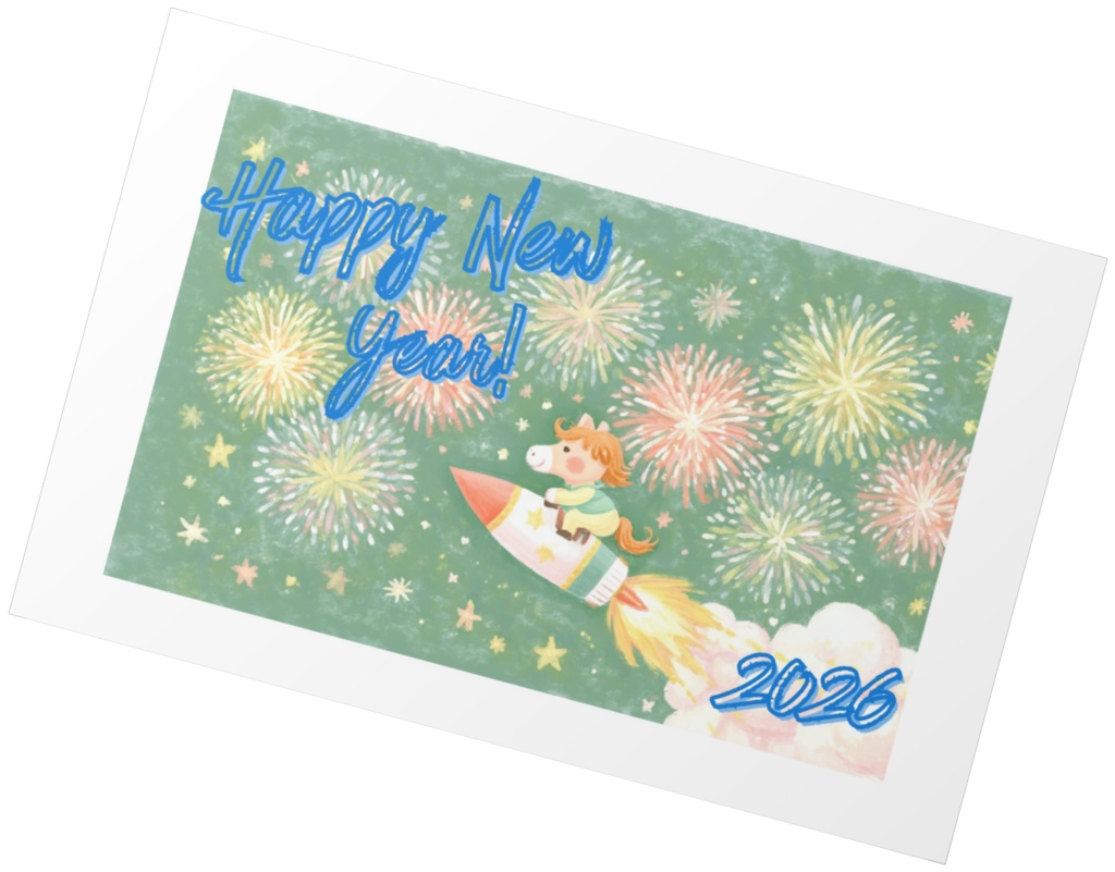 2026年・年賀状イラスト「馬ロケット」