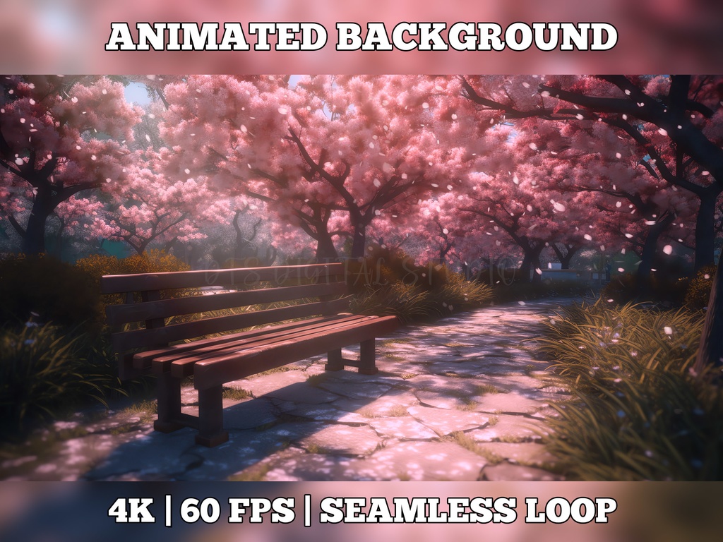Vtuber Background Animated, Animated Background, stream room background, vtuber room background, animated background twitch, seamless looped, Cherry Blossom Park