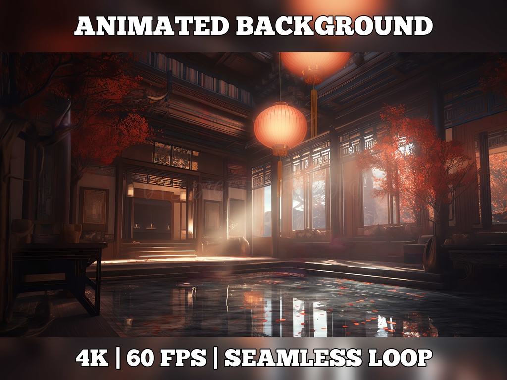 Vtuber Background Animated, Animated Background, stream room background, vtuber room background, animated background twitch, seamless looped, Chinese Shrine